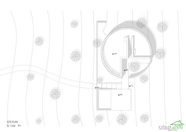 خانه ویلایی دایره‌ای با طراحی بسیار خاص و زیبا به همراه پلان