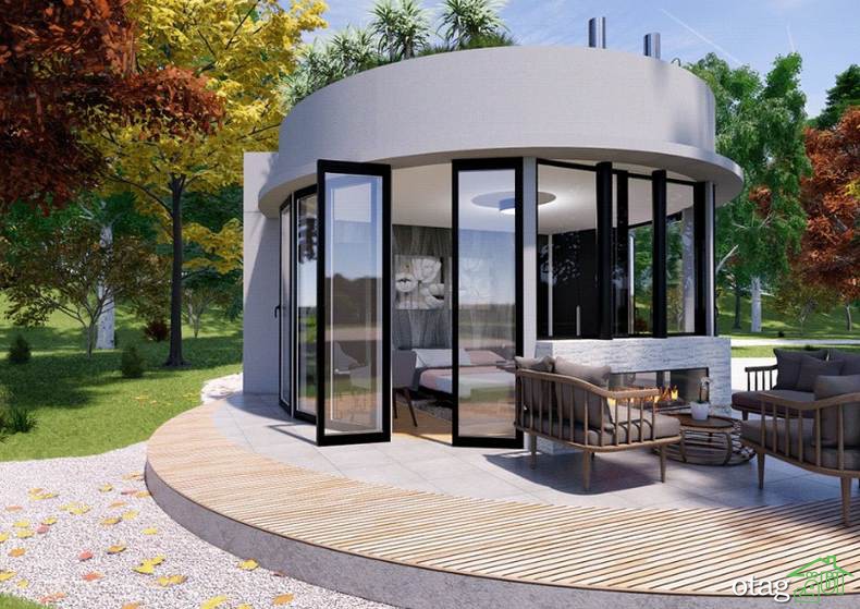 خانه ویلایی دایره‌ای با طراحی بسیار خاص و زیبا به همراه پلان