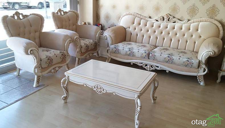 ست&zwnj;های جدید مبلمان چوبی سفید برای هال پذیرایی و اتاق نشیمن