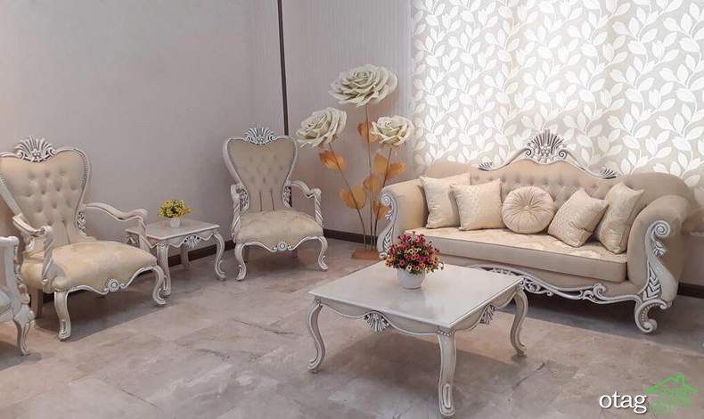 ست‌های جدید مبلمان چوبی سفید برای هال پذیرایی و اتاق نشیمن