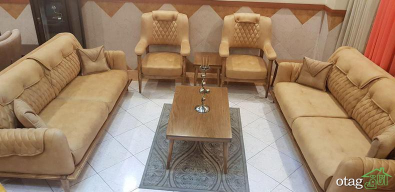 مبلمان چوبی مدرن، آلبوم مدل&zwnj;های جدید و کم جا برای اتاق نشیمن