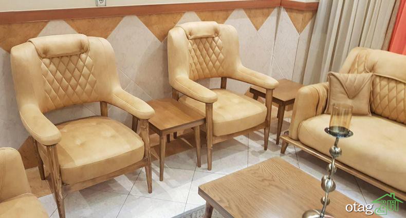 مبلمان چوبی مدرن، آلبوم مدل&zwnj;های جدید و کم جا برای اتاق نشیمن