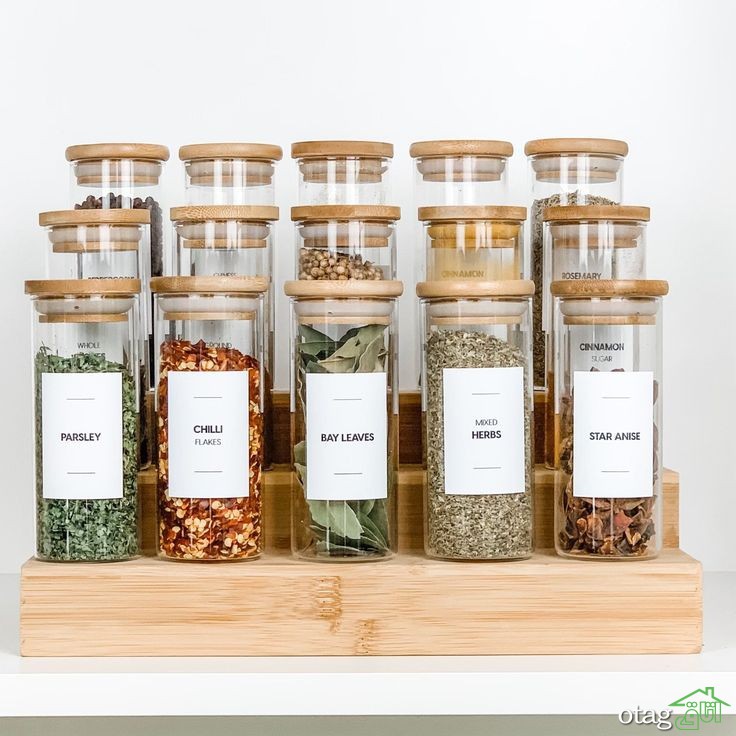 خرید 38 مدل ظرف جا ادویه ای شیک و جدید [چوبی، شیشه ای]