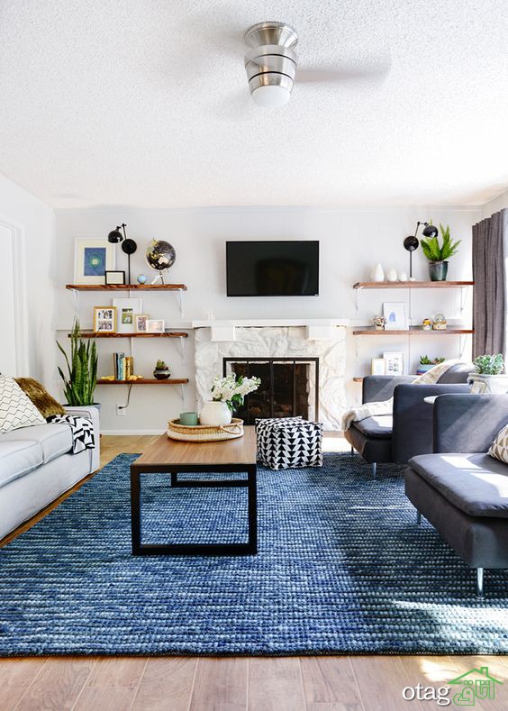 ست فرش سرمه ای با مبل خانه شما؛ راهنمای زیباترین ترکیب رنگ