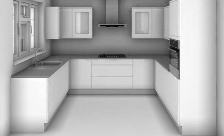 طراحی دکوراسیون یو شکل آشپزخانه