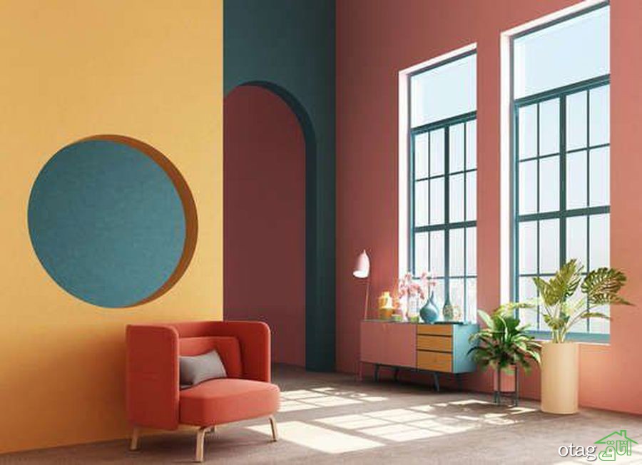 ترکیب رنگ‌های سرد و گرم در طراحی داخلی اتاق نشیمن