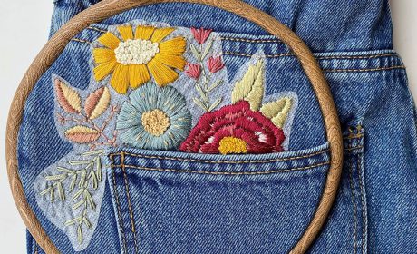 گلدوزی روی شلوار لی (شلوار جین)