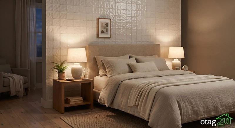 کاشی کاری اتاق خواب روی دیوار گچی؛ نکات نصب کاشی با چسب روی گچ برای دیوار پشت تخت کاشی کاری اتاق خواب روی دیوار گچی؛ نکات نصب کاشی با چسب روی گچ برای دیوار پشت تخت