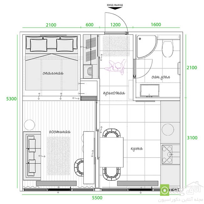 دکوراسیون آپارتمان کوچک همراه پلان کف سازی / عکس 1395