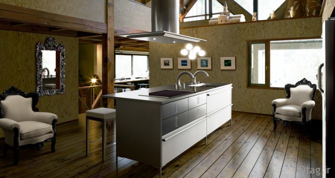 طراحی داخلی و دکوراسیون آشپزخانه مدرن و ساده ژاپنی