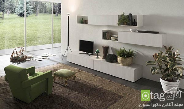 خلاقانه ترین مدل های قفسه و شلف چوبی اتاق نشیمن زیبا و جدید