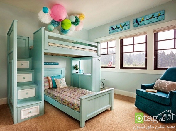 طراحی دکوراسیون اتاق خواب کودکان دوقلو در فضای کوچک و بزرگ