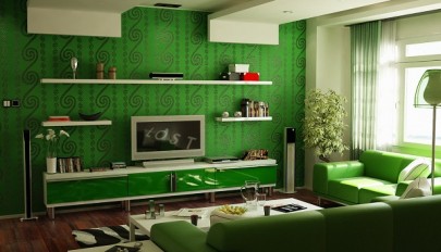 مدل هایی بسیار زیبا از دکوراسیون اتاق نشیمن به رنگ سبز