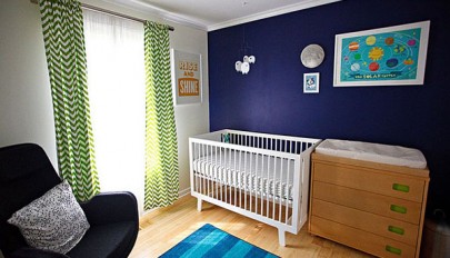 رنگ آمیزی اتاق نوزاد با تم آبی و چیدمانی شیک و هماهنگ