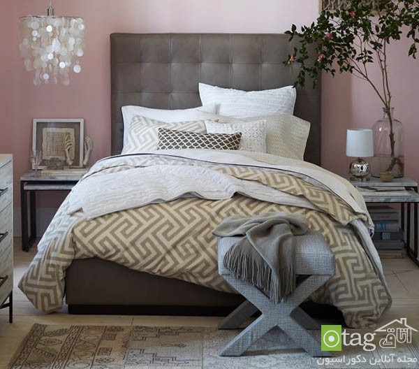 مدل تاج تخت خواب در طرح های بافتی و مخملی [بسیار زیبا و شیک ]