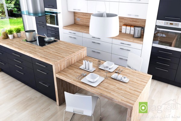 کابینت سفید و سیاه چوبی در دکوراسیون آشپزخانه های امروزی کابینت سفید و سیاه چوبی در دکوراسیون آشپزخانه های امروزی