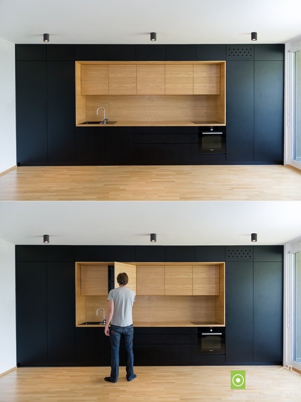 کابینت سفید و سیاه چوبی در دکوراسیون آشپزخانه های امروزی   