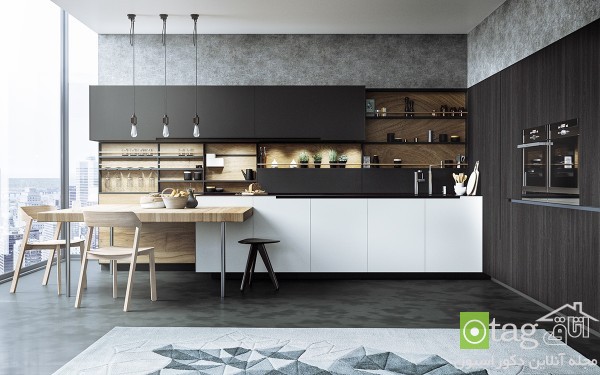 کابینت سفید و سیاه چوبی در دکوراسیون آشپزخانه های امروزی کابینت سفید و سیاه چوبی در دکوراسیون آشپزخانه های امروزی