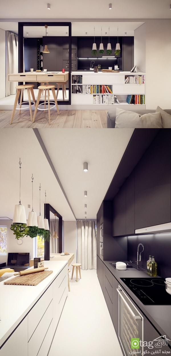 کابینت سفید و سیاه چوبی در دکوراسیون آشپزخانه های امروزی کابینت سفید و سیاه چوبی در دکوراسیون آشپزخانه های امروزی