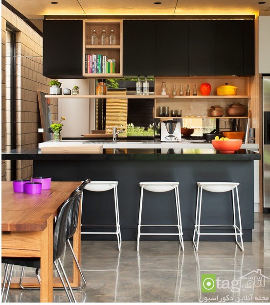 کابینت سفید و سیاه چوبی در دکوراسیون آشپزخانه های امروزی کابینت سفید و سیاه چوبی در دکوراسیون آشپزخانه های امروزی