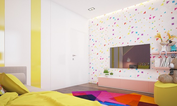 طراحی داخلی اتاق کودک با رنگ های فوق العاده شاد و روشن