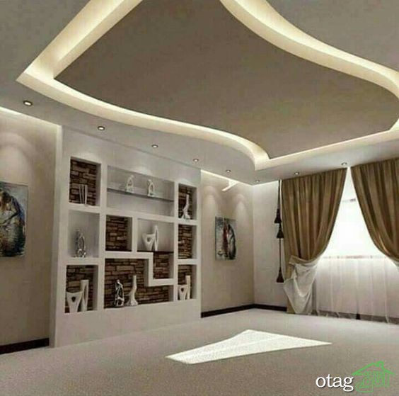 38 مدل گچ کاری سقف اتاق پذیرایی بسیار زیبا و بی نظیر