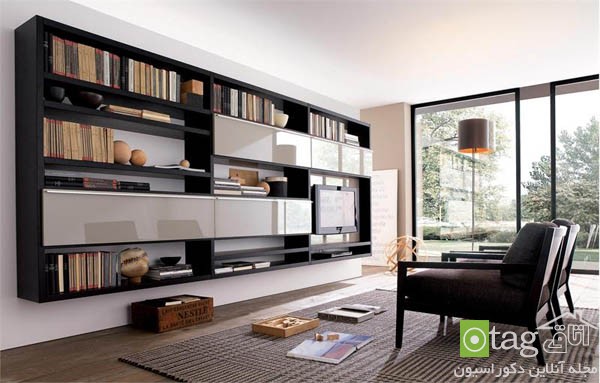 انواع طراحی و عکس مدل کتابخانه خانگی چوبی و دکوری