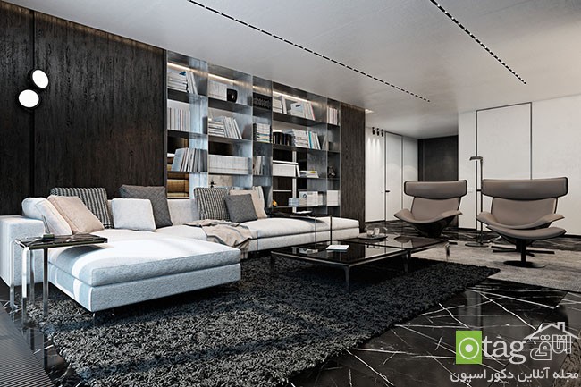 طراحی داخلی آپارتمان مدرن با تم رنگی تیره در سال 2015