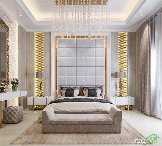 اتاق خواب دو نفره بزرگ با طراحی فوق العاده شیک و مدرن