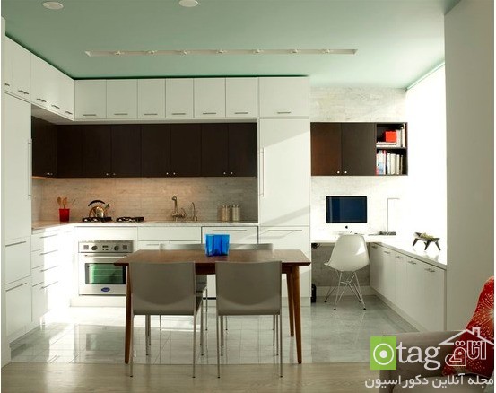دکوراسیون آشپزخانه مدرن با کابینت های چوبی و ام دی اف مدرن