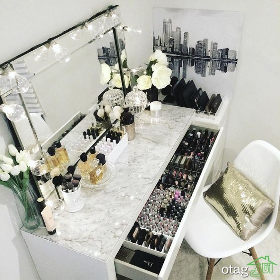 25 مدل جدید میز آرایش عروس با آینه برای اتاق خواب [شیک و منحصر بفرد]