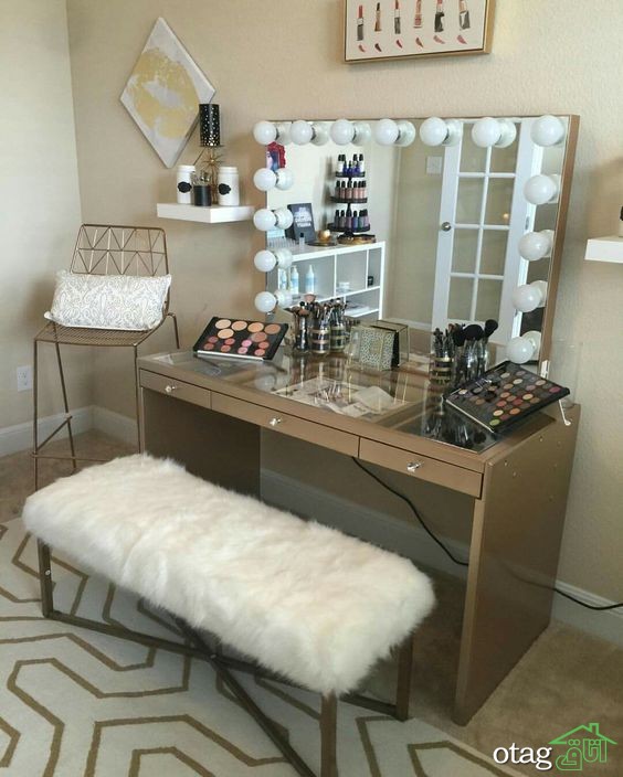 25 مدل جدید میز آرایش عروس با آینه برای اتاق خواب [شیک و منحصر بفرد]