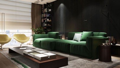 طراحی و تزیین دکوراسیون خانه مجردی با تم روشن و تیره