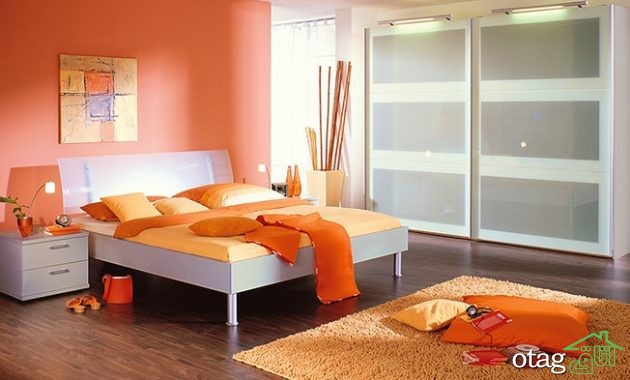 30 مدل تزیین چیدمان ودکوراسیون اتاق خواب نارنجی و پرتقالی [منحصر بفرد]