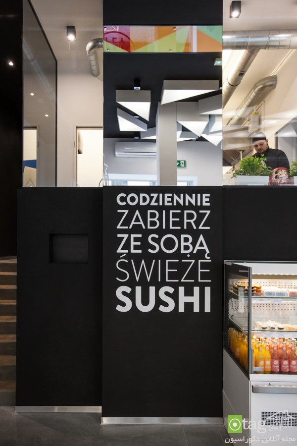 دکوراسیون رستوران سوشی الهام گرفته از رول های غذای سوشی