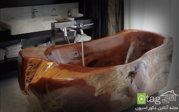 مدل وان حمام چوبی لوکس و شیک / دکوراسیون حمام 2015