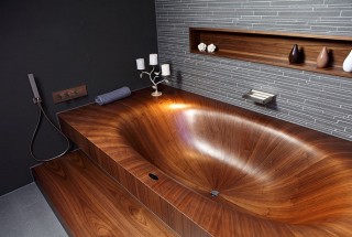 مدل وان حمام چوبی لوکس و شیک / دکوراسیون حمام 2015