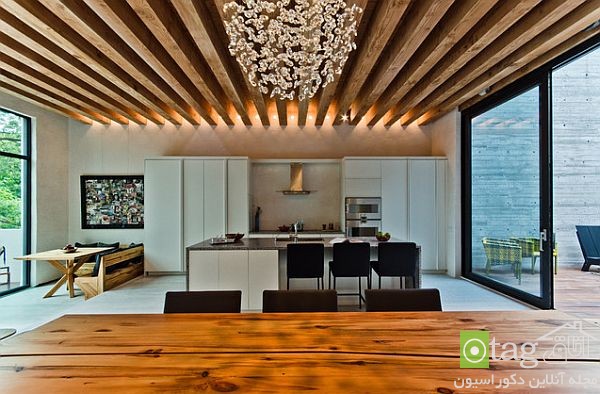 مدل طراحی سقف منزل با استفاده از پانل های چوب طبیعی