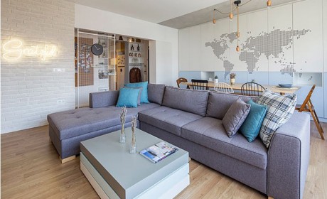 طراحی داخلی آپارتمان برای زوج جوان در استانبول ترکیه با پلان